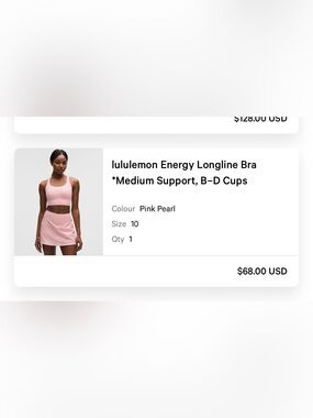 lululemon athletica Energy Longline Bra - Pink Pearl